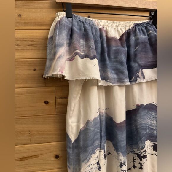 Go By GoSilk Anthropologie Size Small Abstract Watercolor Off The Shoulder Dress - Picture 2 of 14